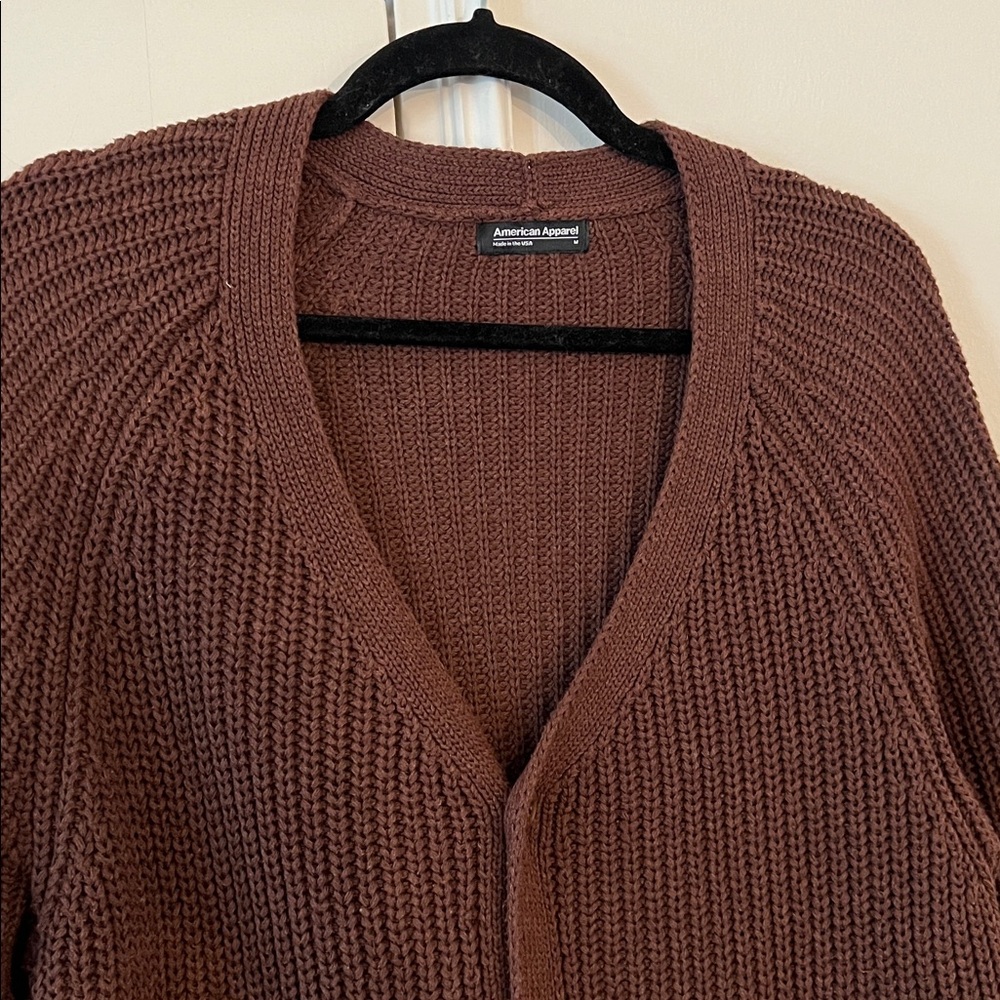 American Apparel Neutral Brown Button Chunky Knit Cardigan Sweater Men's Medium